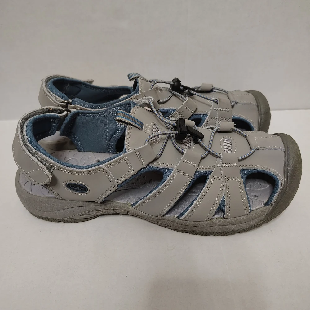 Khombu Water Hiking Gray Blue Women's Shoes Size 10 Medium Leather Upper